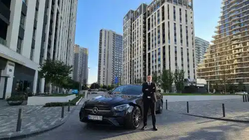 Pantas Limo chauffeur and vehicle at Belgrade Waterfront